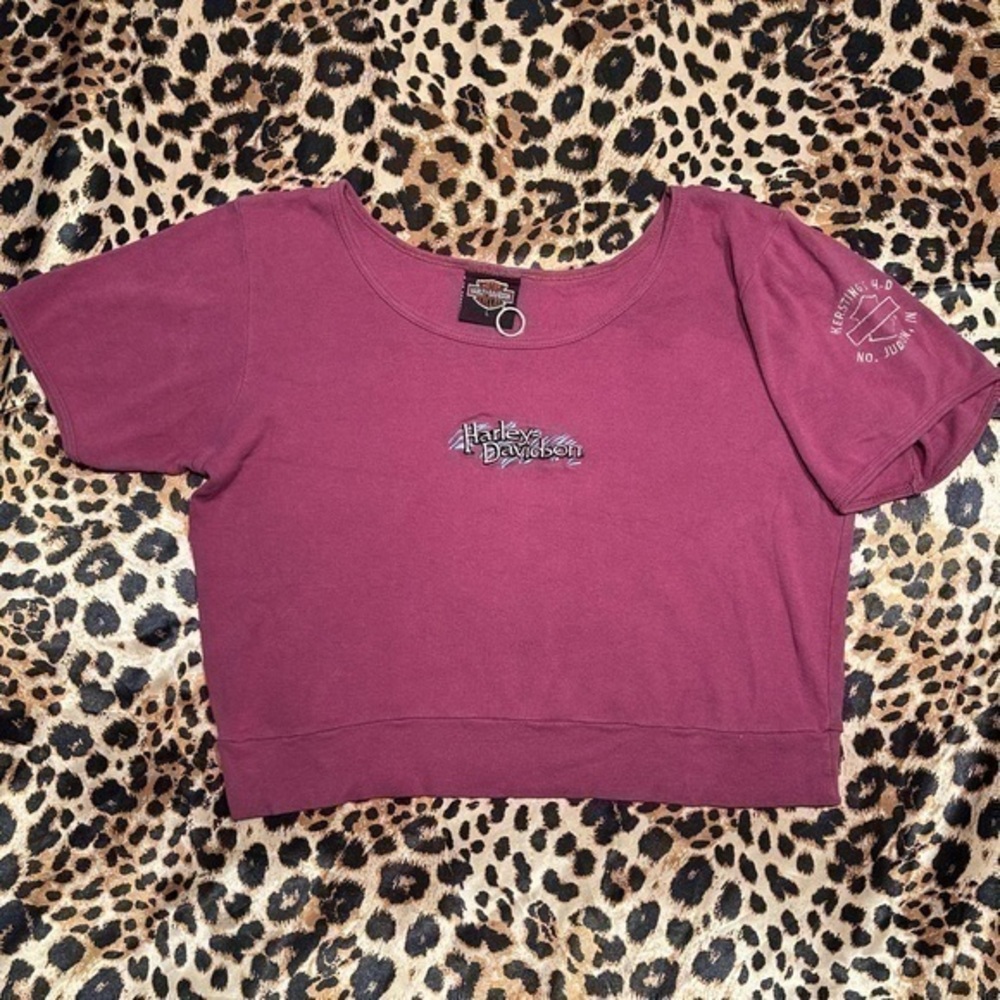 Harley Davidson Embroidered Ribbed Crop Top